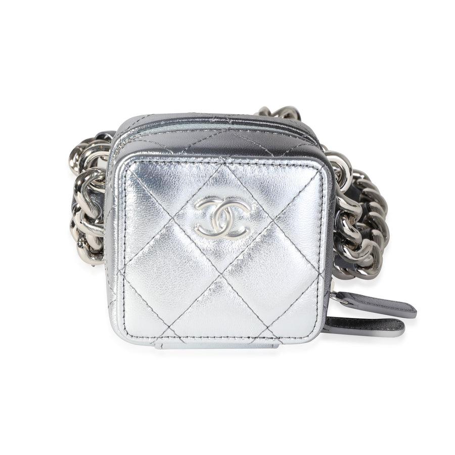 Chanel Metallic Lambskin Quilted Coco Punk Clutch With Chain Leather Handbag