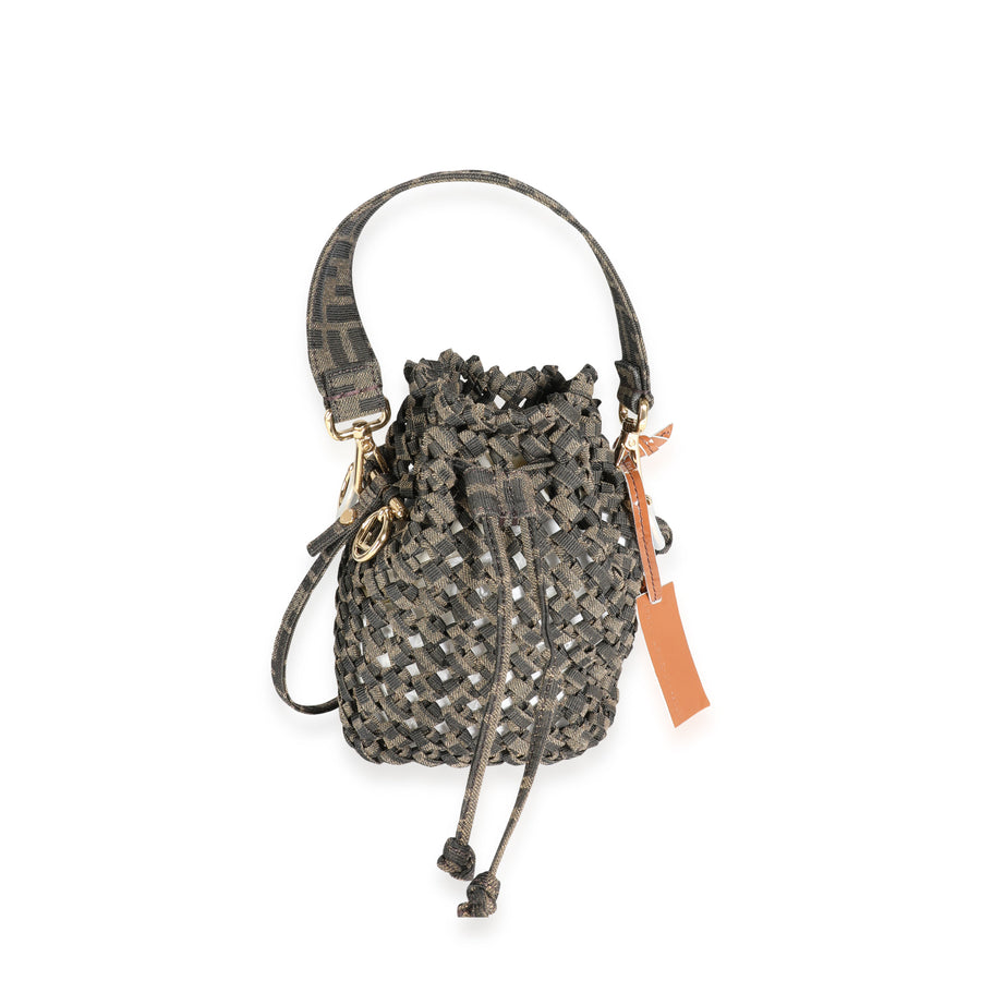 Fendi Brown Jacquard Interlace Canvas Mini Mon Tresor Handbag