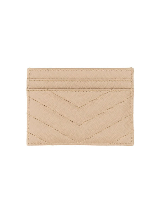 Saint Laurent Cassandre Card Case — Beige Calf Leather Cases
