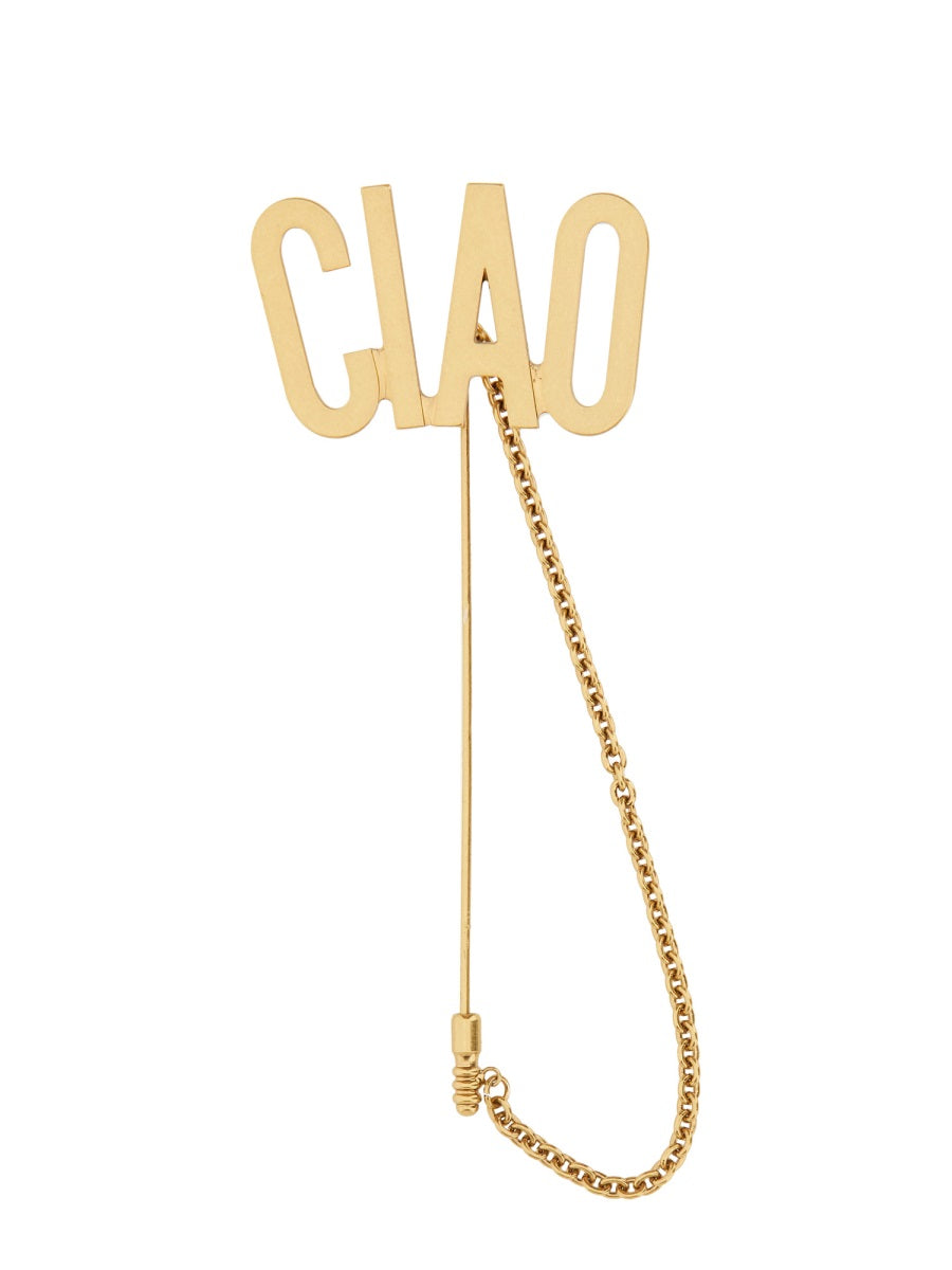 Moschino Hello Brass Tie Clip — Gold Clips