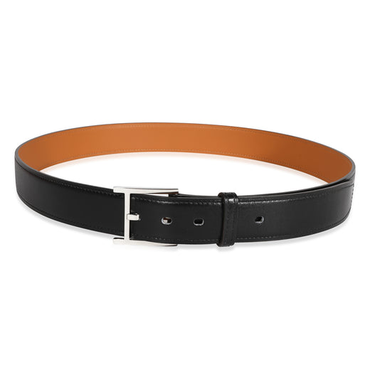 Hermès Noir Box & Gold Chamonix James 32 Belt 90 Black Leather