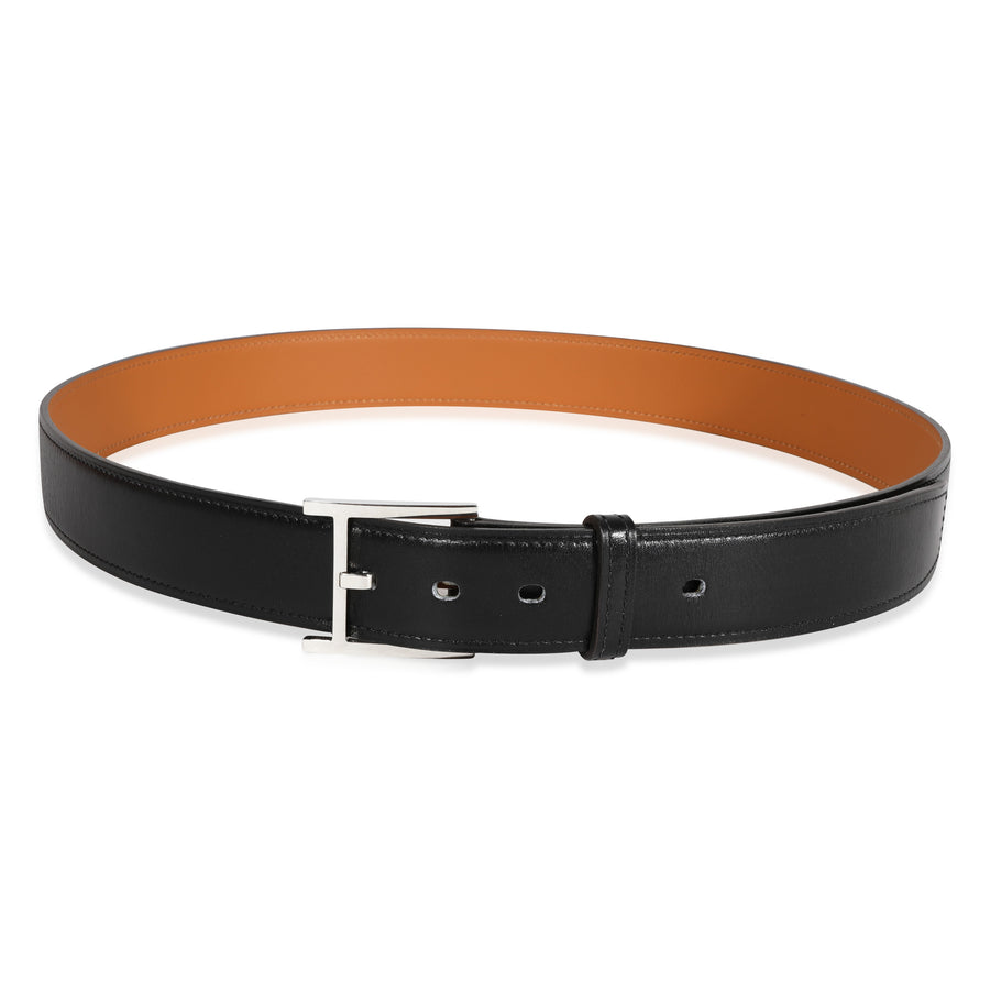 Hermès Noir Box & Gold Chamonix James 32 Belt 90 Black Leather