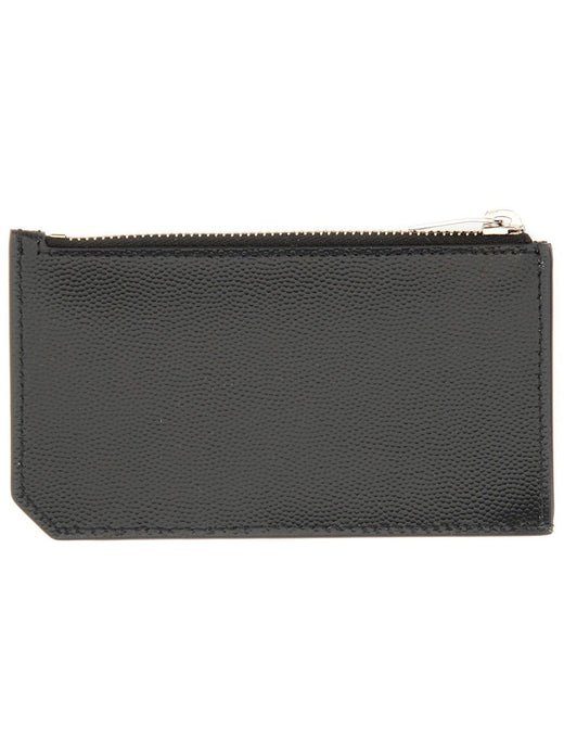 Saint Laurent Calfskin Card Case — Black Main: Wallets & Purses