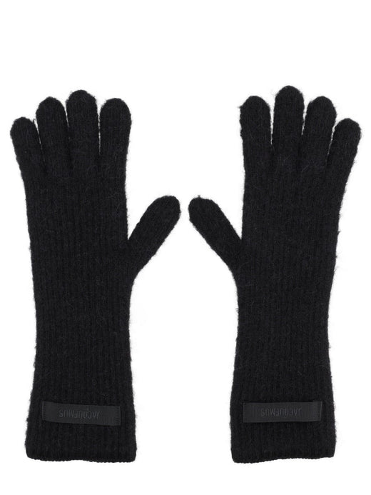 Jacquemus Logo Alpaca Wool Gloves — Black