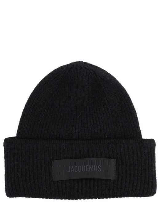 Jacquemus Acu00666ak0_0227990 Alpaca Wool Grosgrain Flat Cap — Black Caps