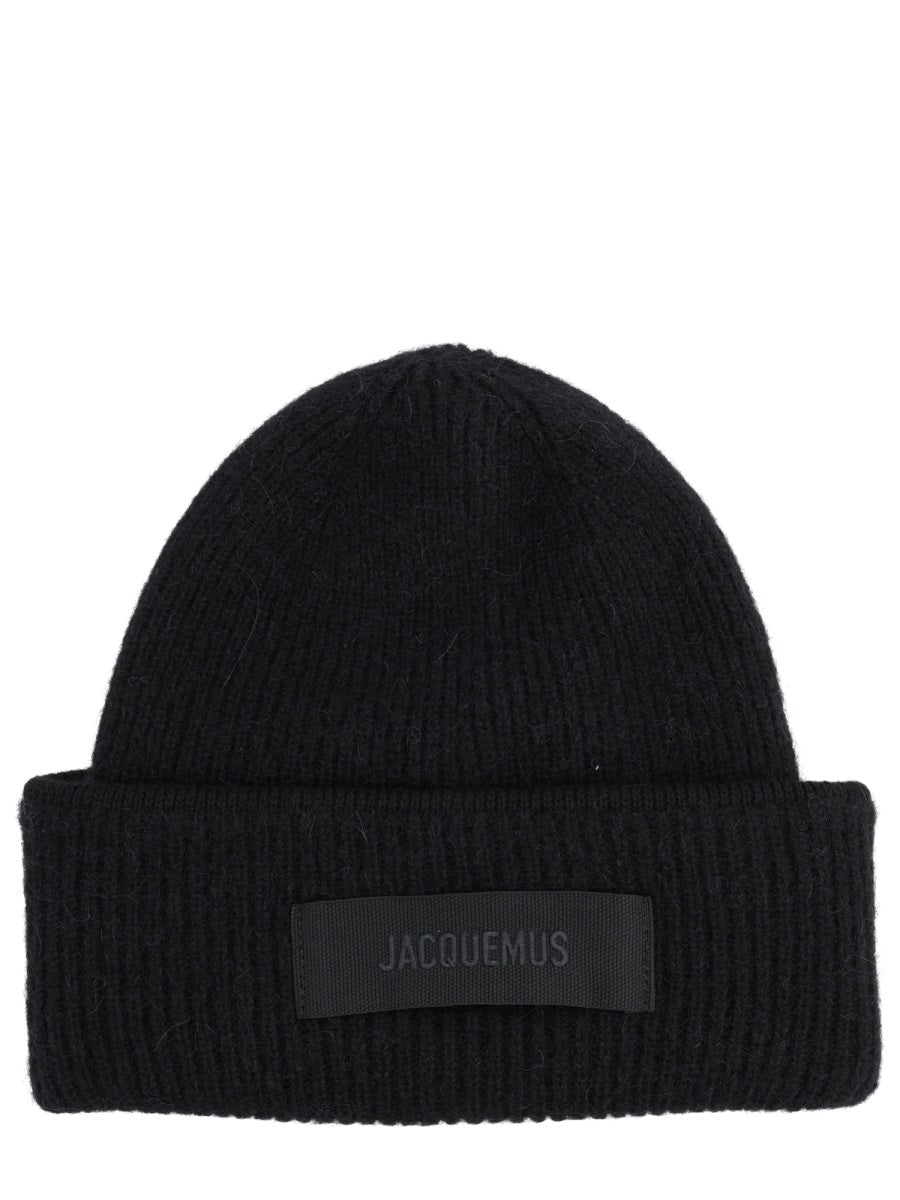 Jacquemus Acu00666ak0_0227990 Alpaca Wool Grosgrain Flat Cap — Black Caps