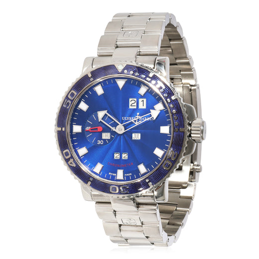 Ulysse Nardin Marine Aqua Perpetual 333-77 Mens Watch Stainless Steel Blue Wrist