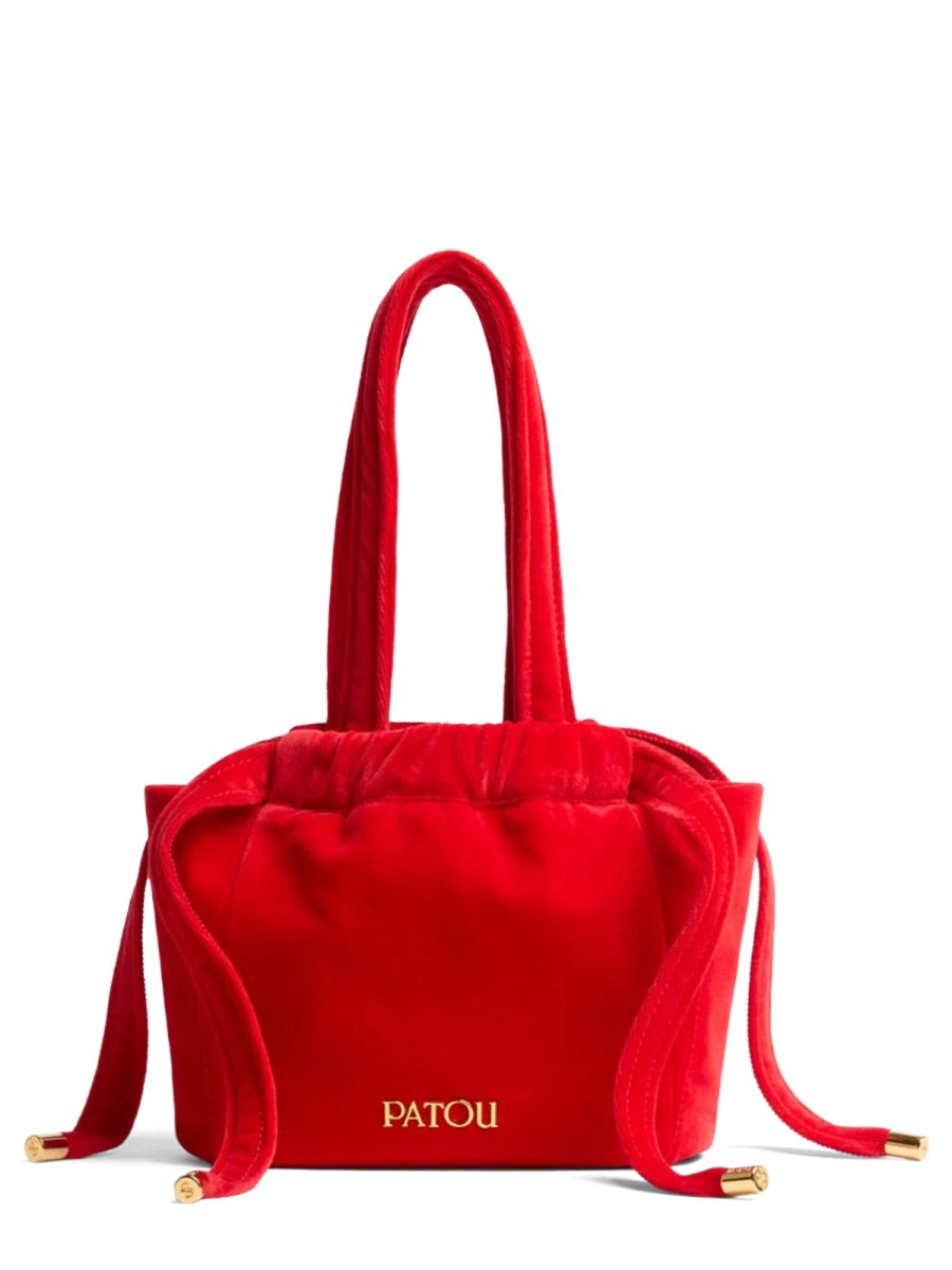 Patou Velvet Cotton Clutch — Red