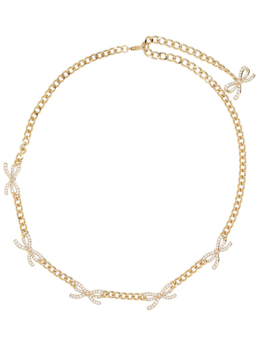 Self-Portrait Bow And Crystal Necklace — Gold Copper Necklaces