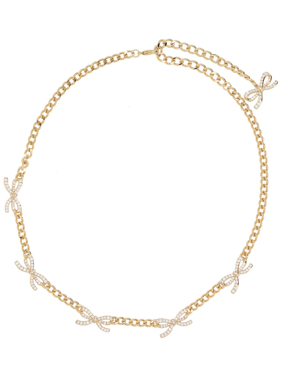Self-Portrait Bow And Crystal Necklace — Gold Copper Necklaces