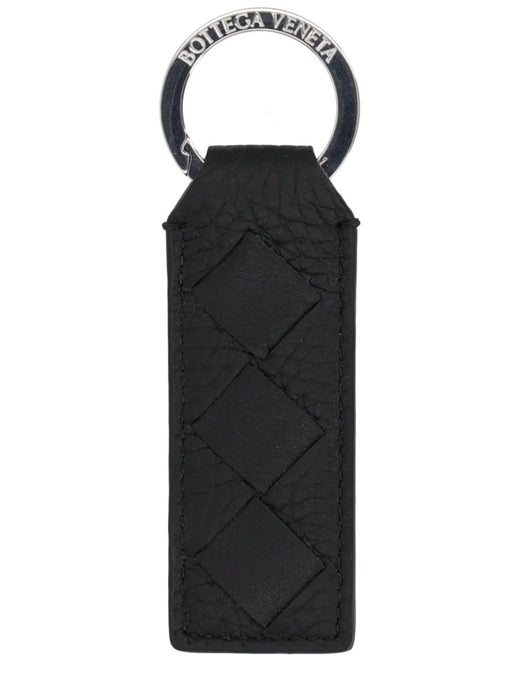 Bottega Veneta Tab Key Case — Black Leather Keychains