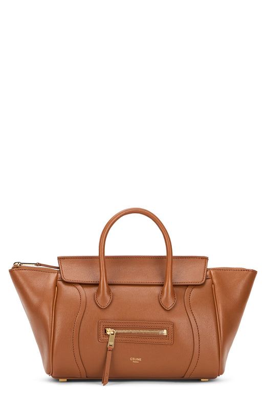Celine Luggage Top Handle Bag — Brown Lambskin Leather