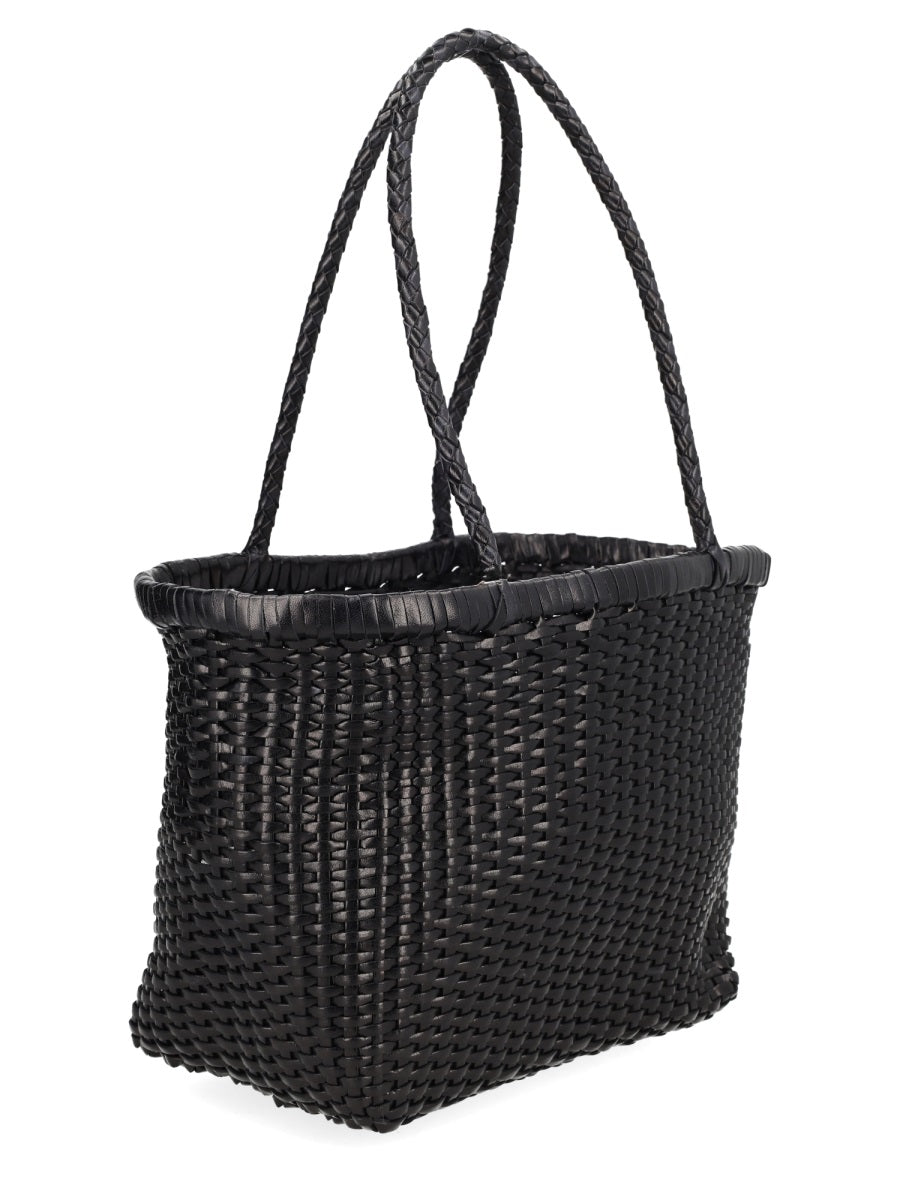 Dragon Diffusion B Weave Shoulder Bag — Black Leather