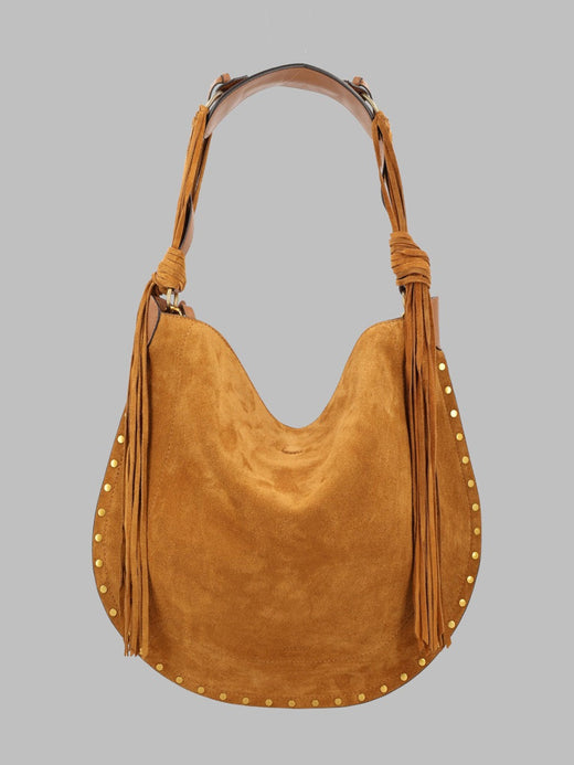 Isabel Marant Oskan Hobo Bag — Brown Calf Velvet Leather