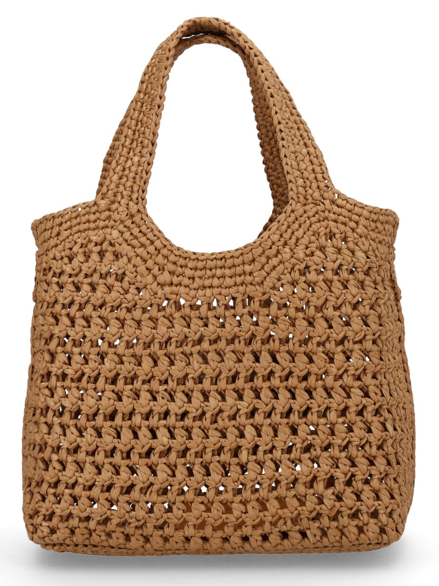 Tods Viscose-Leather Blend Shoulder Bag — Beige