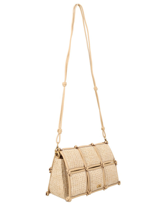 Cult Gaia Quilted Puff Cotton Canvas Shoulder Bag — Beige