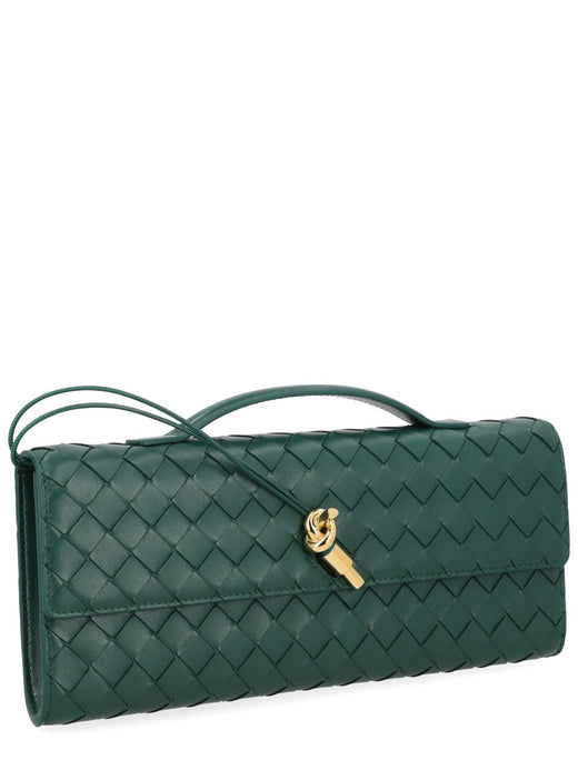 Bottega Veneta Andiamo Clutch — Green Leather
