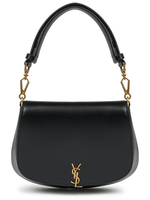 Saint Laurent Mini Voltaire Top Handle Bag — Black Box Leather