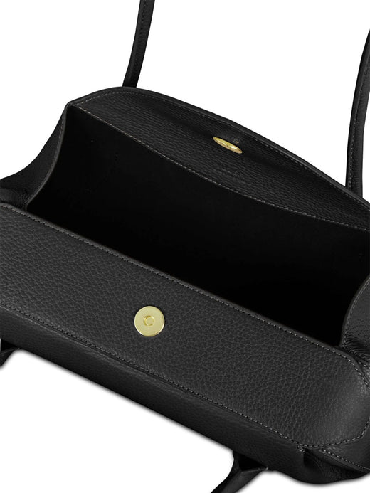 Yuzefi Oyster Shoulder Bag — Black O: Bovine Leather