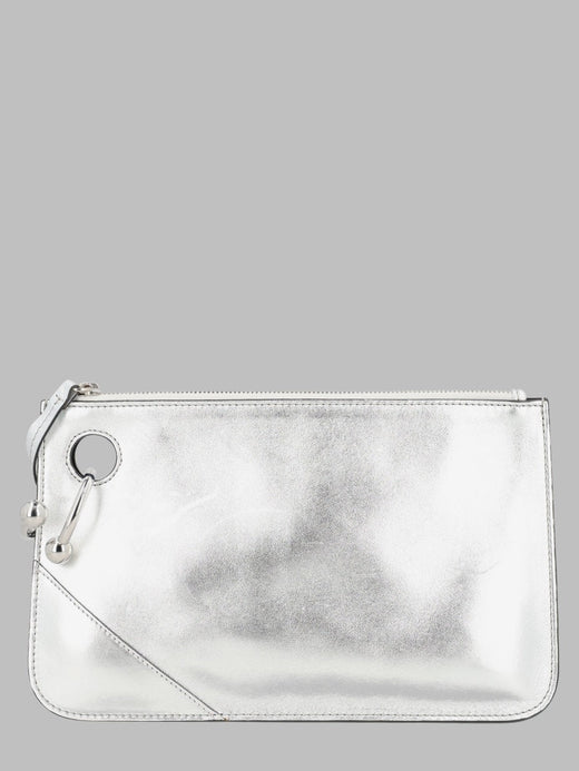 Jw Anderson Smooth Leather Clutch — Silver