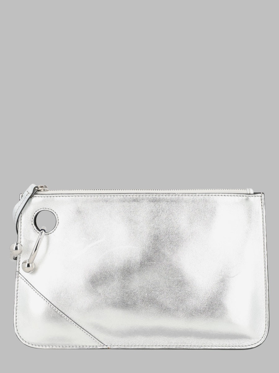 Jw Anderson Smooth Leather Clutch — Silver