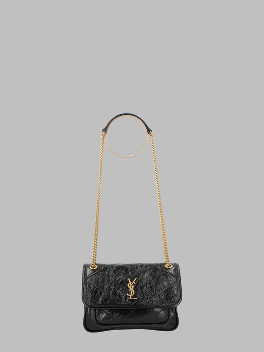 Saint Laurent Shoulder Bag — Black Calf Skin