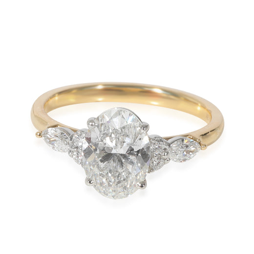 Oval 1.70 Diamond Engagement Ring 18k Gold-Platinum Gia G Si2 1-3 Ctw Sides