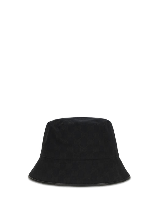 Gucci 8757404hbjs Gg Canvas Bucket Hat — Black Polyester