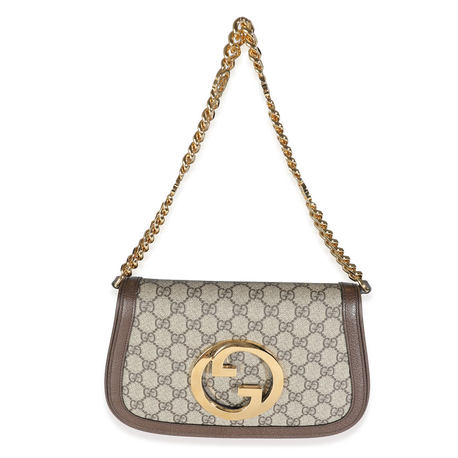 Gucci Beige Gg Supreme Canvas Blondie Shoulder Bag Beige; Brown Handbag