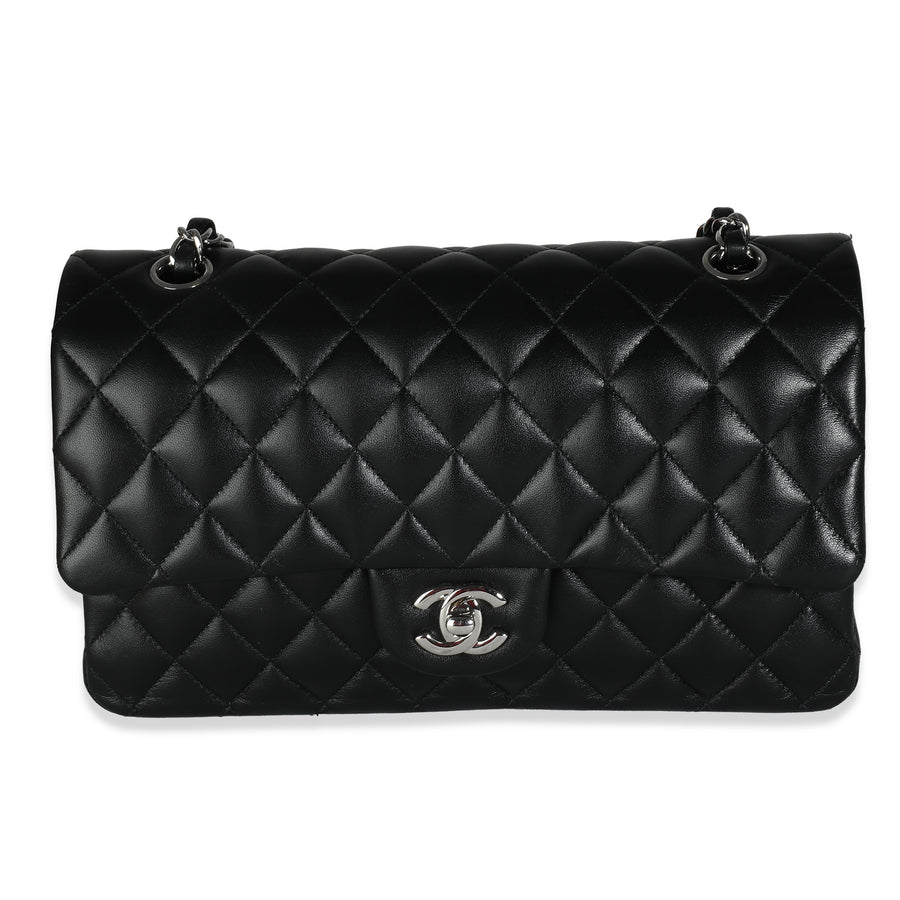 Chanel Black Quilted Lambskin Medium Classic Double Flap Bag Leather Handbag