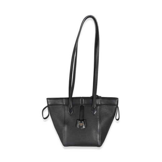 Fendi Black Vitello Mini Origami Tote Brown Leather Handbag