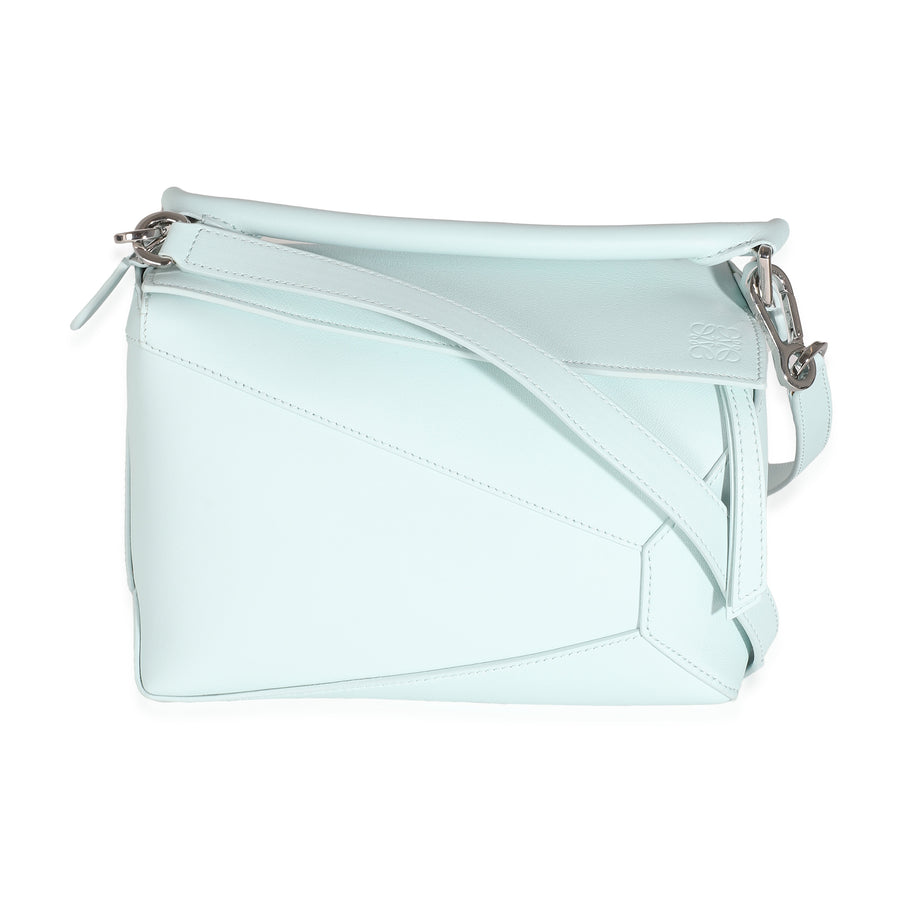 Loewe Light Blue Grained Calfskin Small Puzzle Edge Bag Leather Handbag