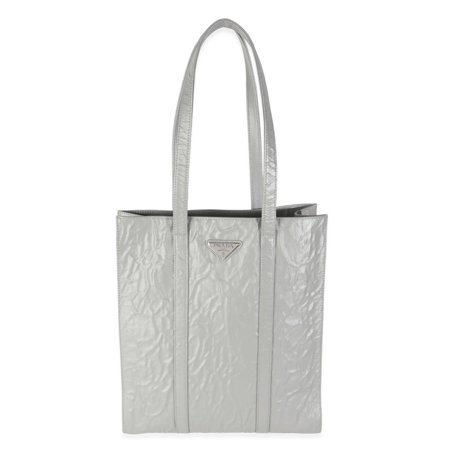 Prada Slate Grey Nappa Small Antique Tote Gray Leather Handbag