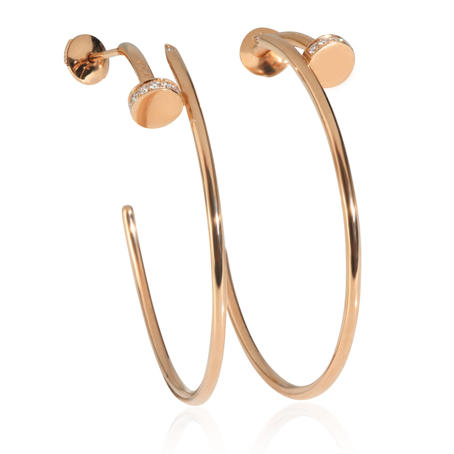 Cartier Rose Gold Diamond Large Model Juste Un Clou Hoop Earrings 18k