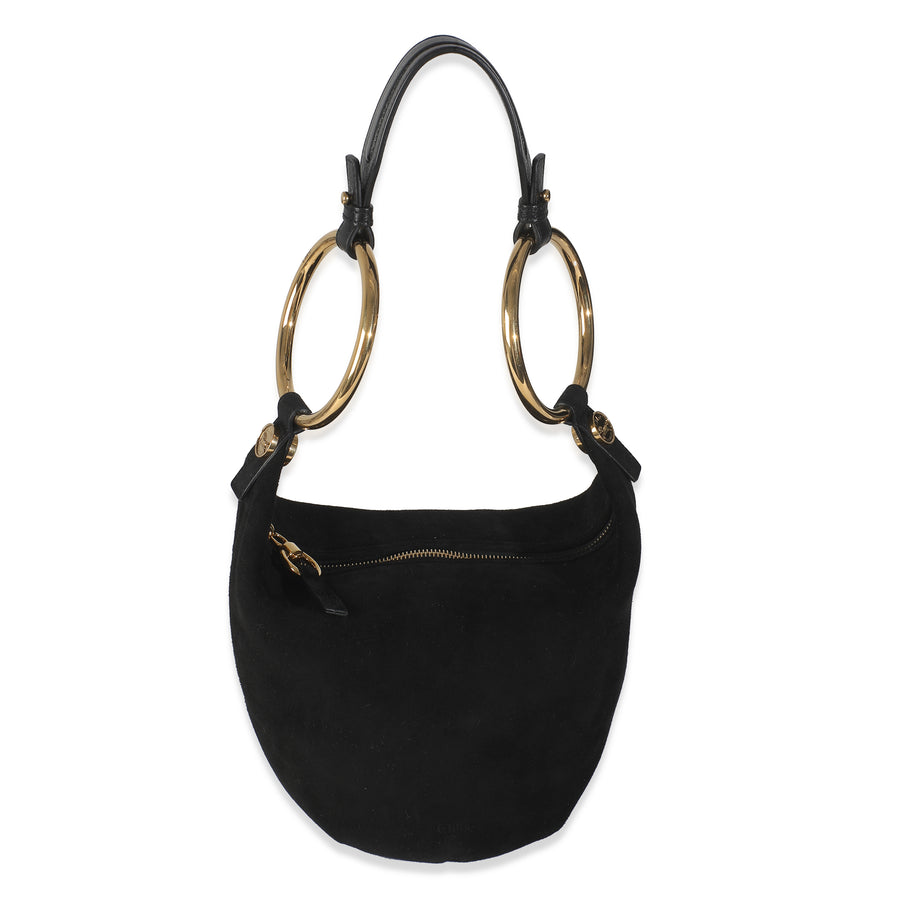 Chloé Black Suede Small Gold Bracelet Bag Handbag