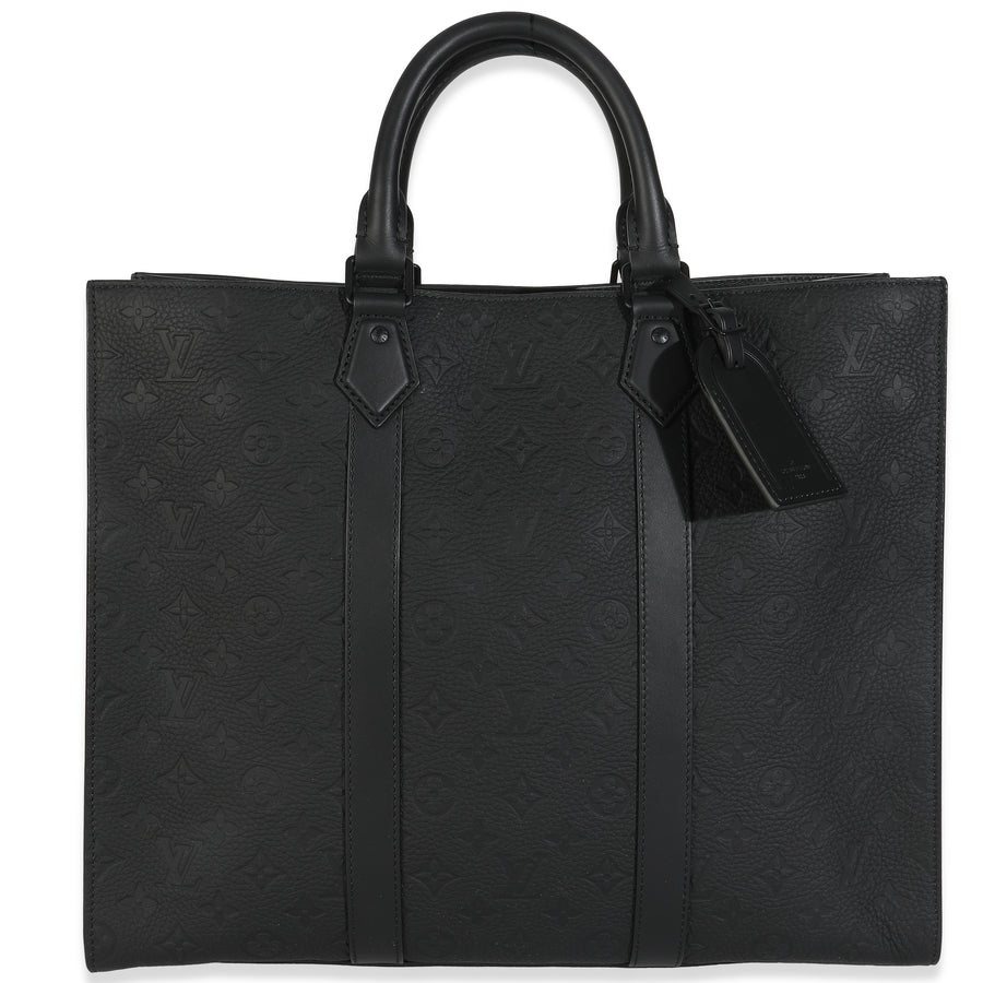 Louis Vuitton Black Monogram Embossed Taurillon Sac Plat 24h Leather Handbag