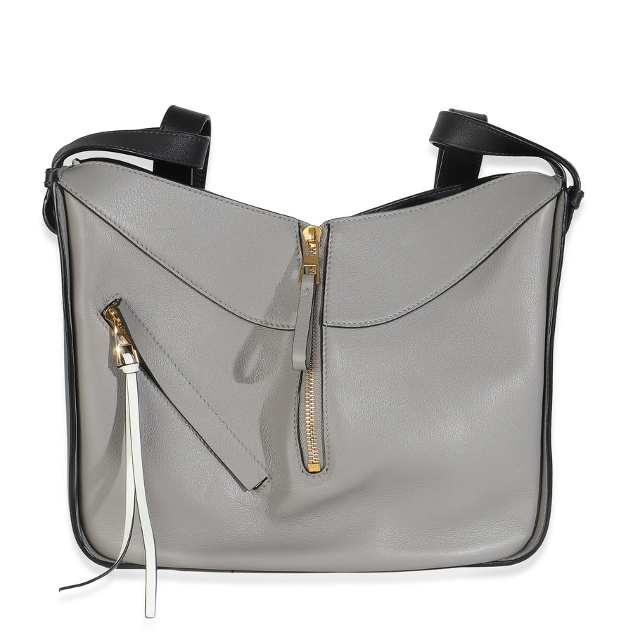 Loewe Grey Black Calfskin Medium Hammock Shoulder Bag Gray Leather Handbag