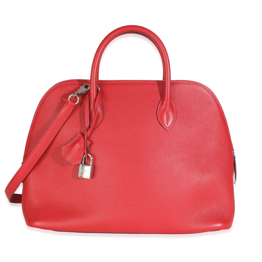 Hermès Rouge Pivoine Evercolor 1923 Bolide 30 Phw Red Leather Handbag