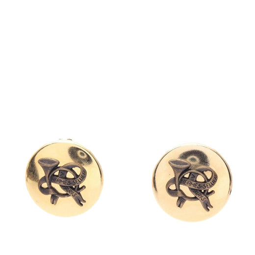 Gold Plated Horn Sellier Clip On Earrings - Image 1