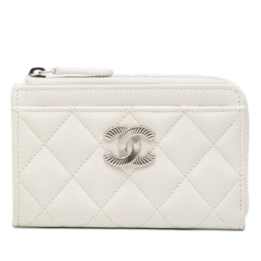 CC Quilted Caviar Zip Around Coin and Card Holder - Image 1