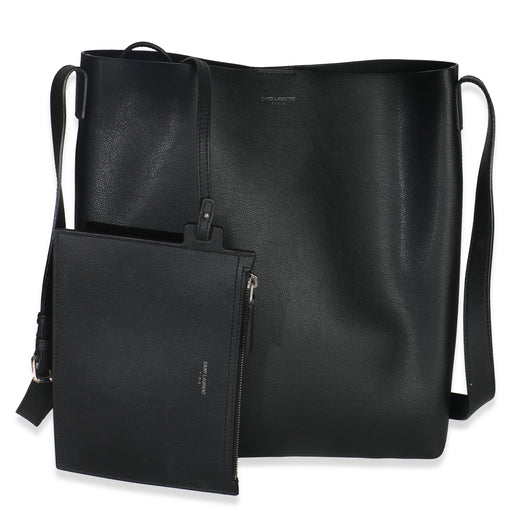 Saint Laurent Black Leather Bold Hobo Handbag