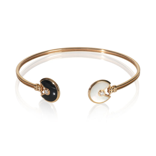 Cartier Rose Gold Mother Of Pearl And Onyx Amulette De Bracelet 18k