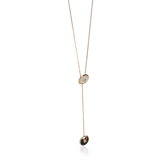 Cartier Rose Gold Mother Of Pearl And Onyx Amulette De Lariat Necklace 18k