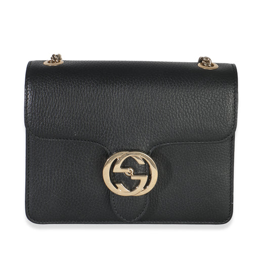 Gucci Black Dollar Calfskin Interlocking G Small Bag Leather Handbag