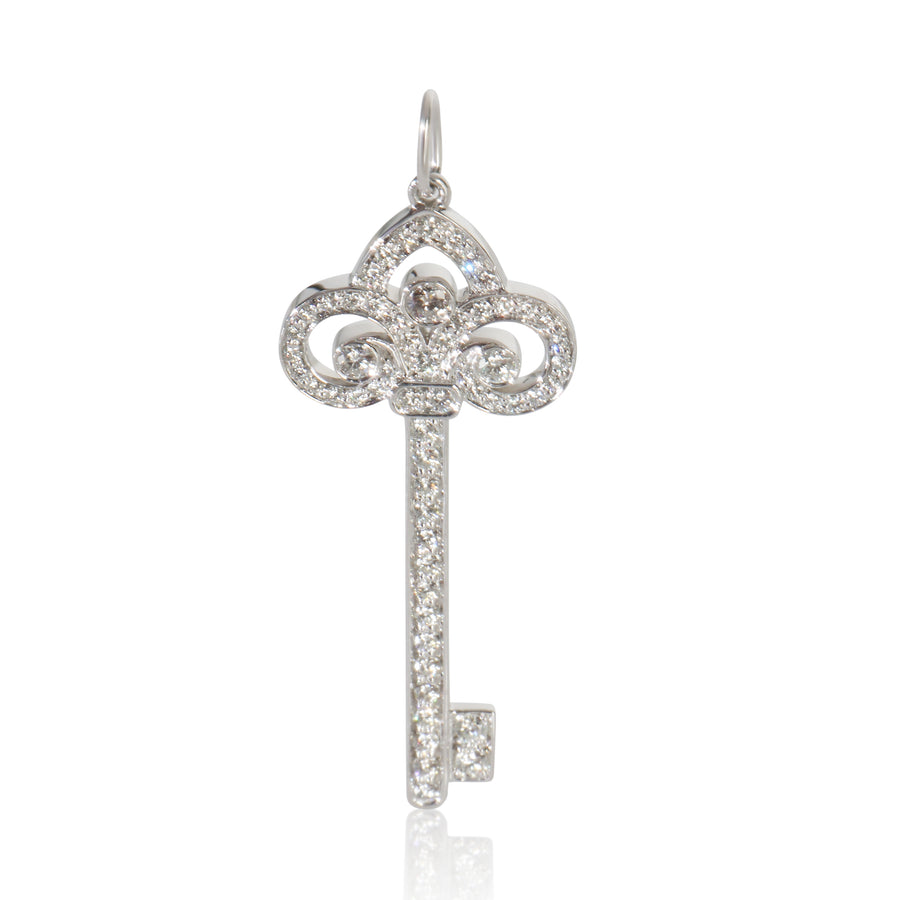 Tiffany & Co. Platinum Diamond Fleur De Lis Key Pendant 950