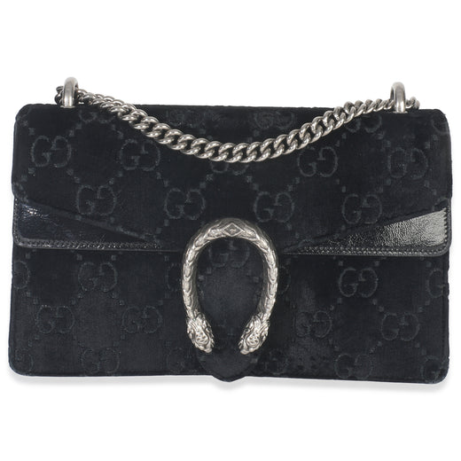 Gucci Black Gg Embossed Velvet Small Dionysus Chain Bag Handbag