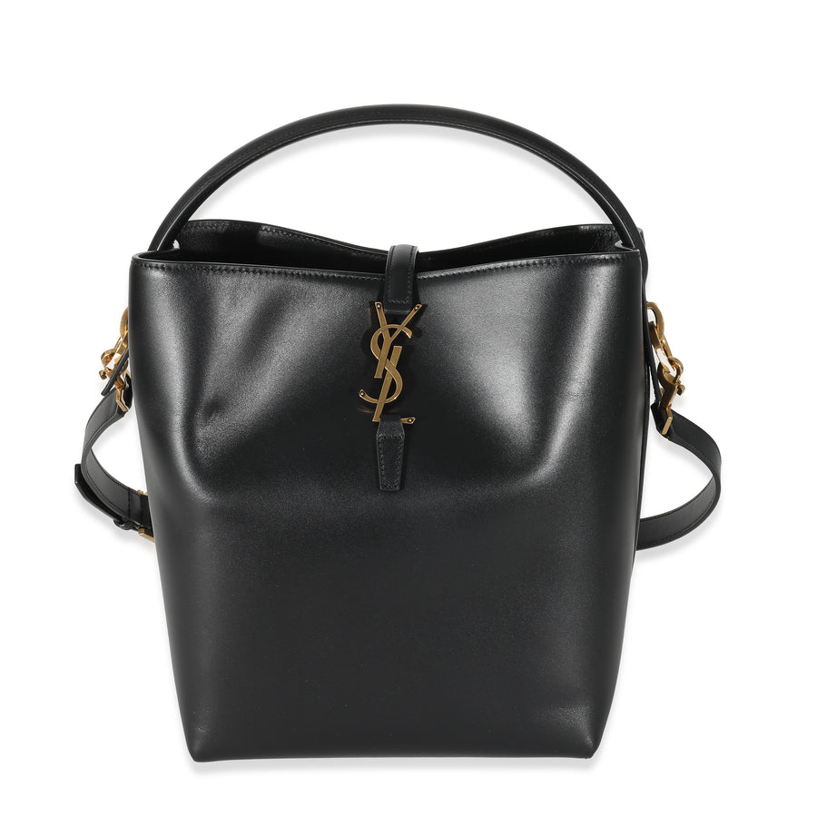 Saint Laurent Black Shiny Calfskin Small Le 37 Bucket Bag Leather Handbag