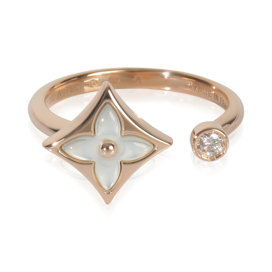 Louis Vuitton Rose Gold Mother Of Pearl And Diamond Blossom Ring 18k