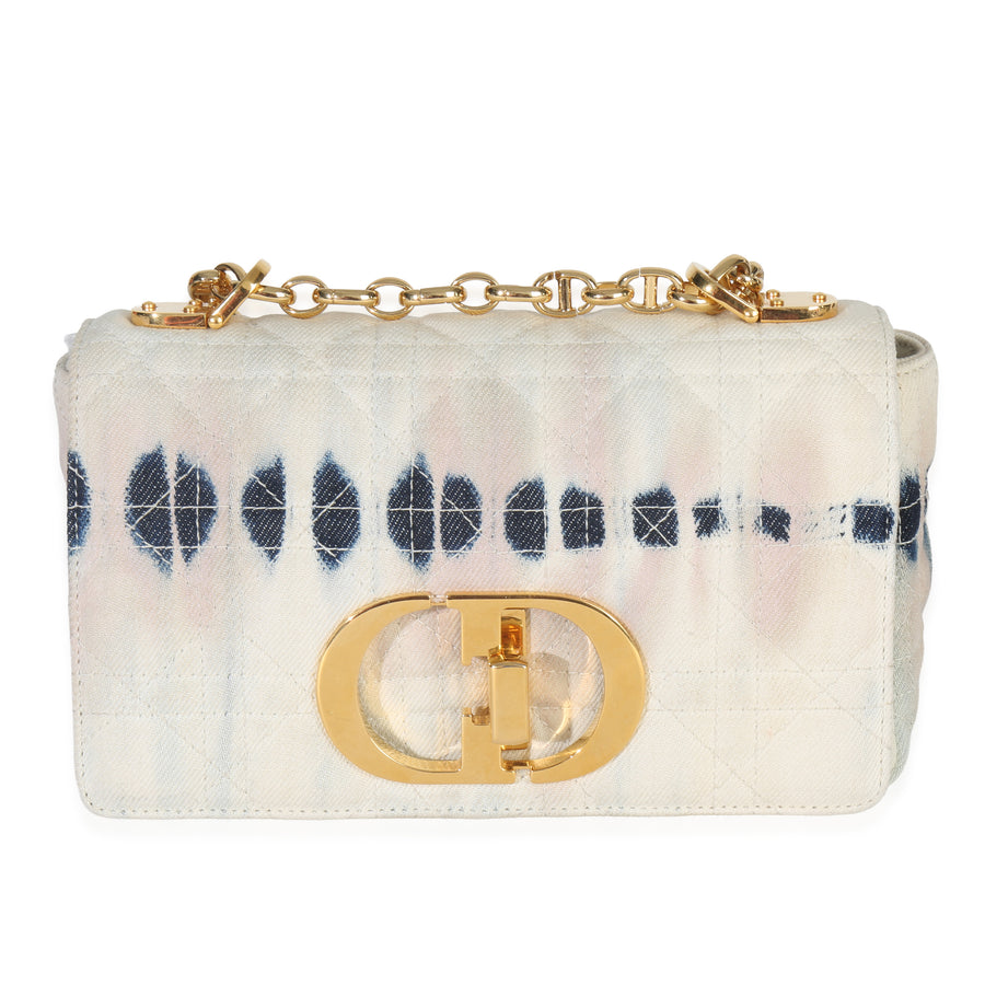 Christian Dior Multicolor Tie Dye Denim Cannage Small Caro Chain Bag Multicolor; Neutral Handbag