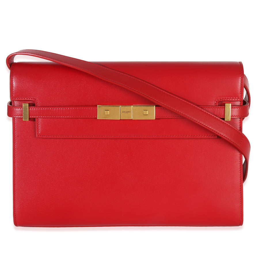 Saint Laurent Red Calfskin Medium Manhattan Shoulder Bag Leather Handbag